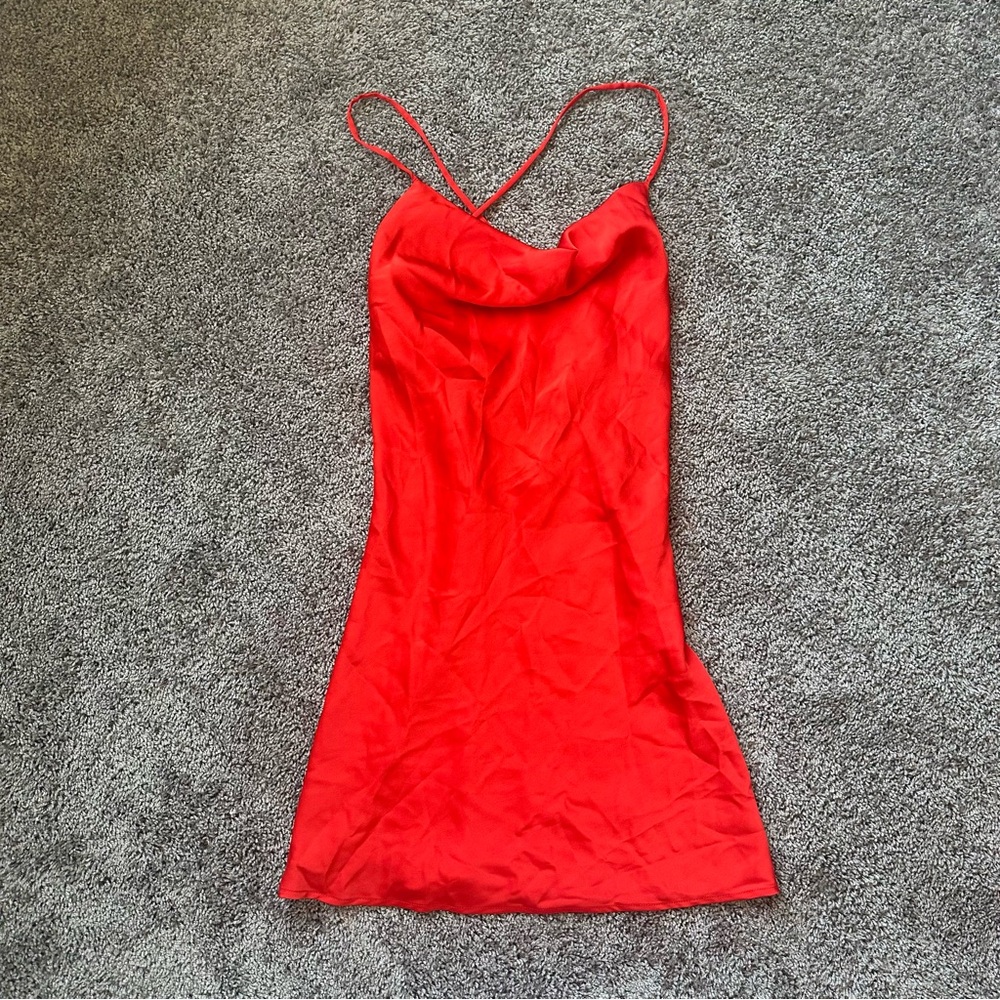 Red Satin Slip Dress